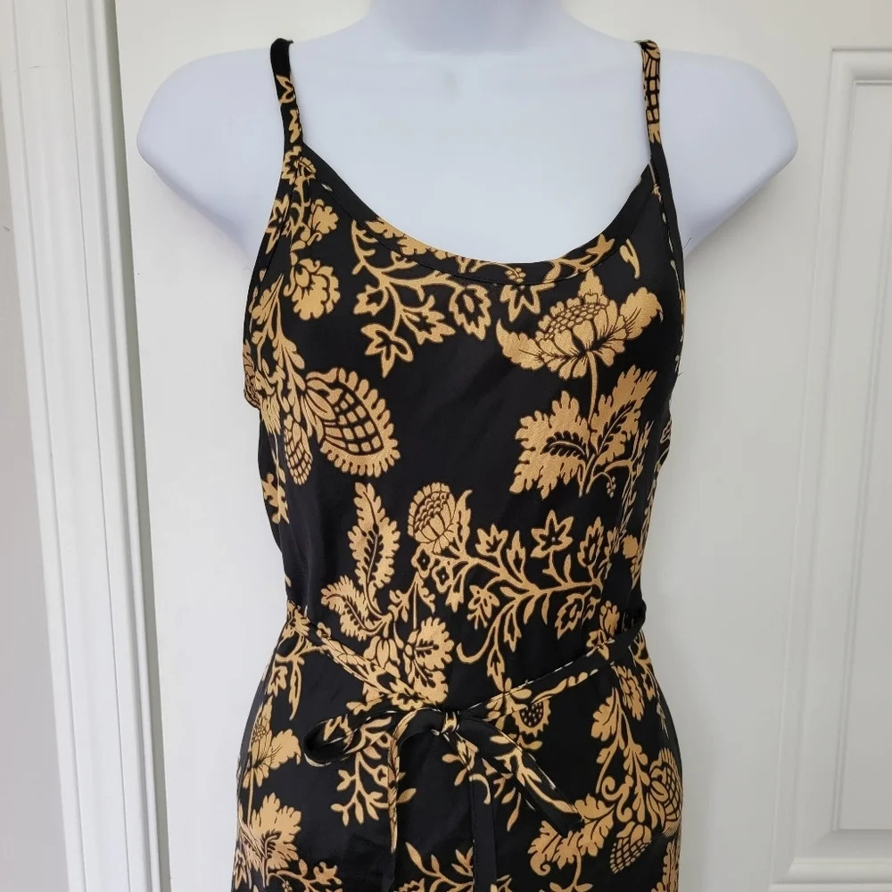 ZARA Black Gold Wrap Maxi Dress Spaghetti Strap Floral Cocktail Party Size XS - Picture 5 of 14